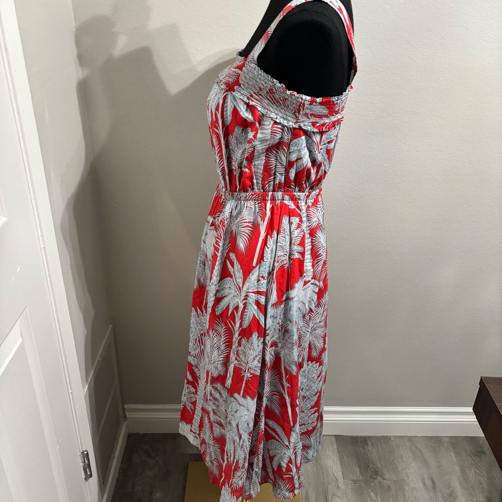 Talbots Oasis Palm Voile Fit and Flare Dress Size 2 Petite Resortwear Beach Vaca - Picture 3 of 8
